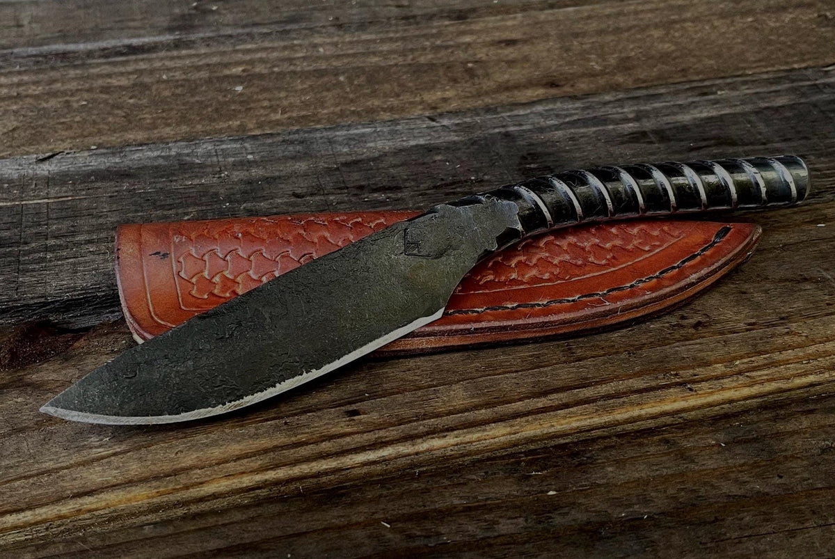 Hand-Forged Rebar Knife with Leather Sheath