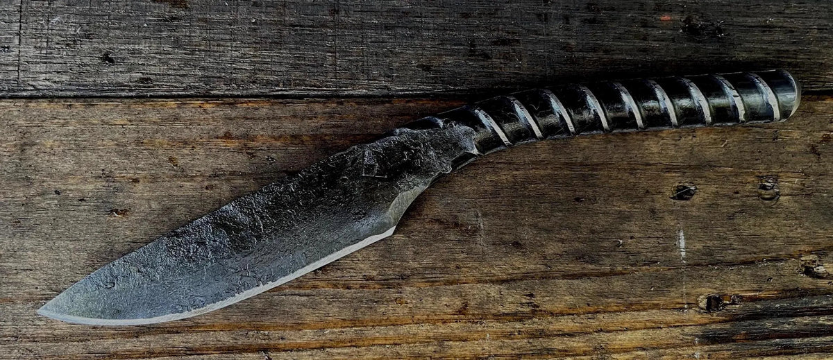 Hand-Forged Rebar Knife with Leather Sheath