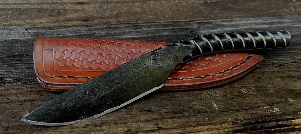 Hand-Forged Rebar Knife with Leather Sheath