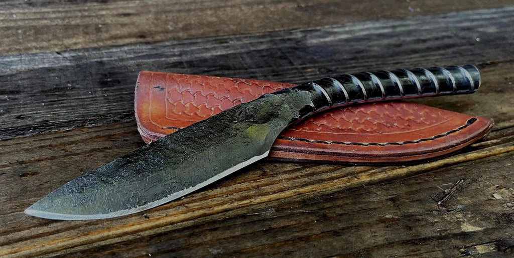 Hand-Forged Rebar Knife with Leather Sheath