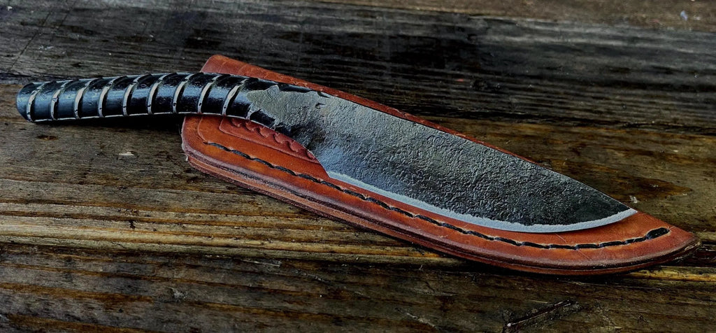 Hand-Forged Rebar Knife with Leather Sheath