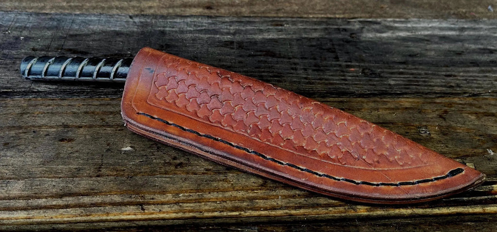 Hand-Forged Rebar Knife with Leather Sheath