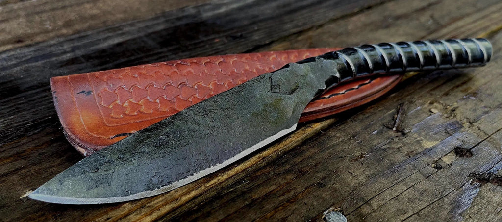 Hand-Forged Rebar Knife with Leather Sheath