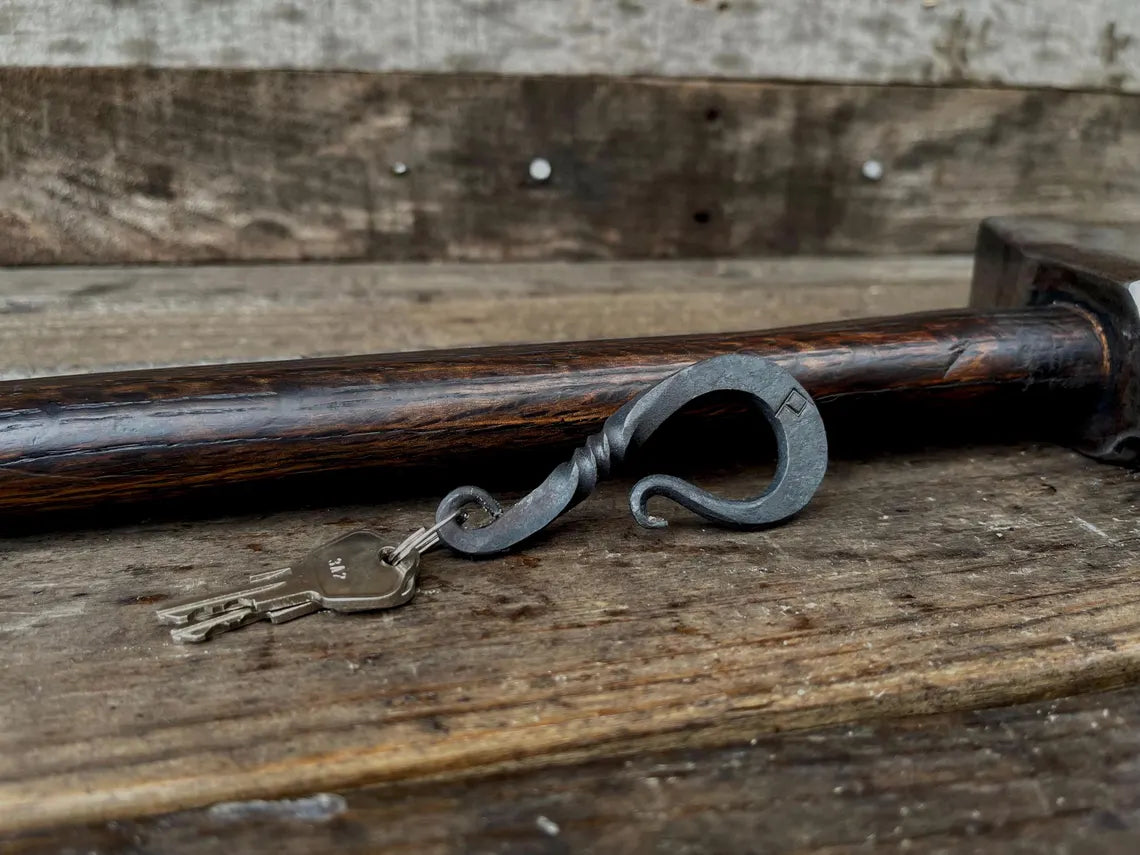 Hand-Forged Steel Belt Loop Keychain - Blacksmith Keyring