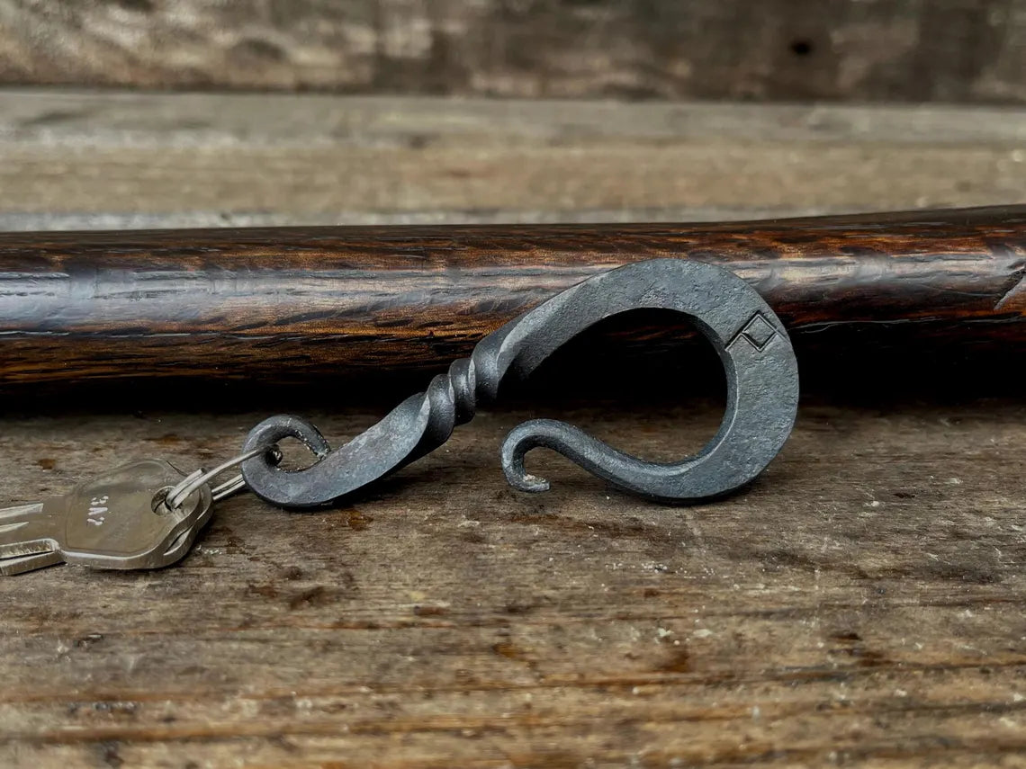 Hand-Forged Steel Belt Loop Keychain - Blacksmith Keyring