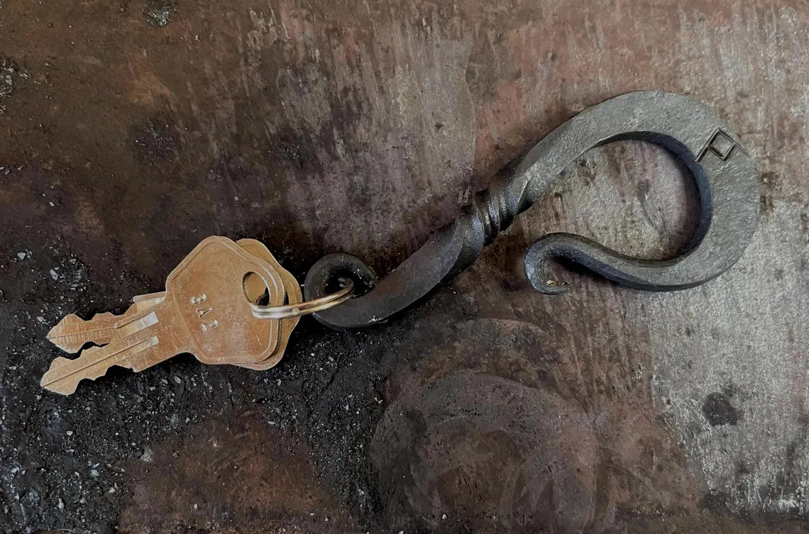 Hand-Forged Steel Belt Loop Keychain - Blacksmith Keyring